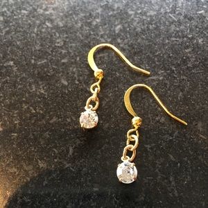Short dangle gold and crystal earrings